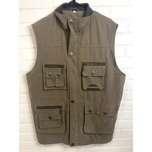 Mian Men’s Large‎ Fishing Vest Beige, Fishing, Hiking, Safari. Zip&Snap Closure